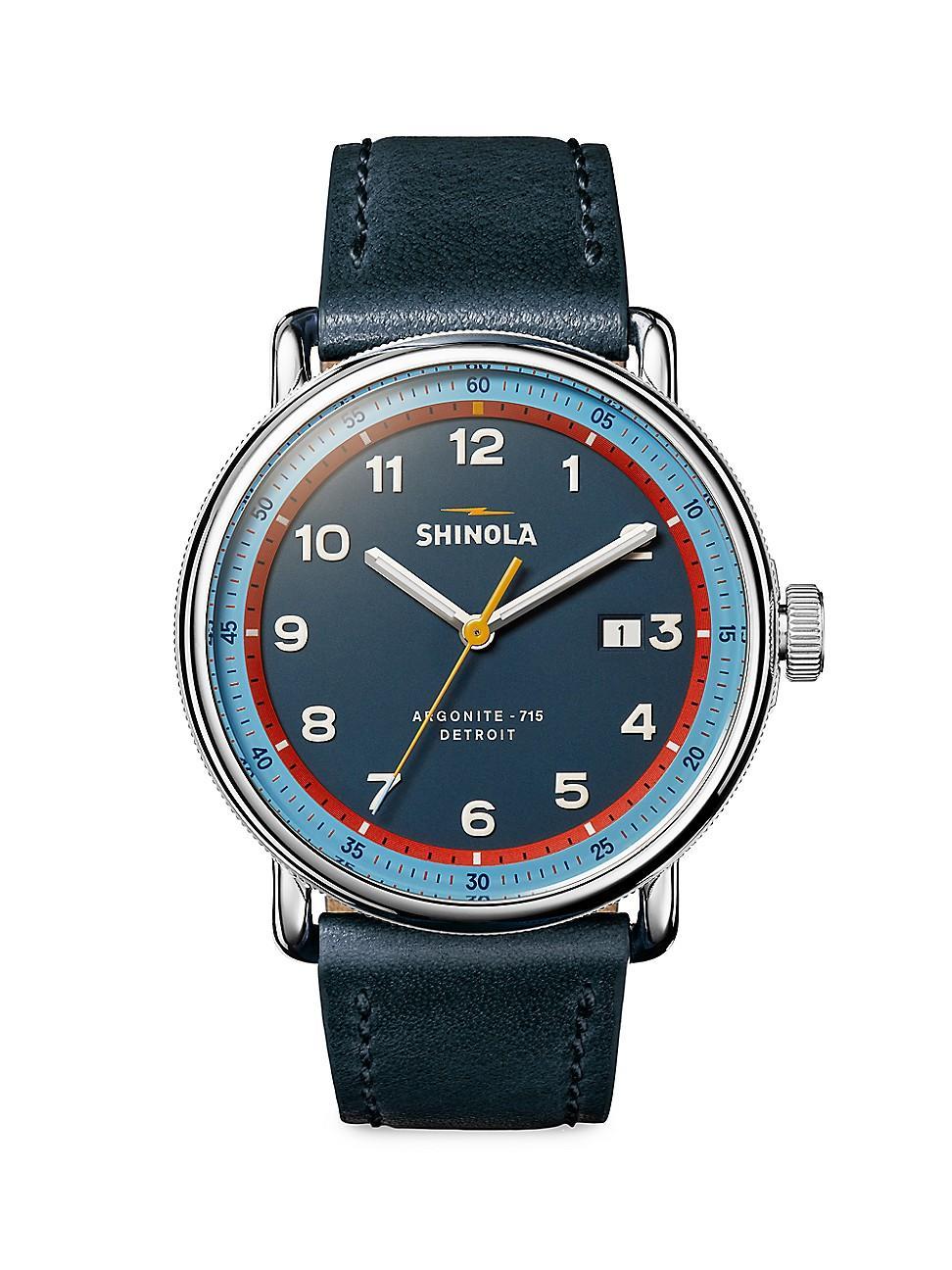 Mens Canfield Model C Blue Stainless Steel & Leather Watch/43MM Product Image