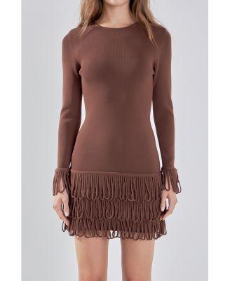 Women's Knit Loop Fringe Mini Dress Product Image