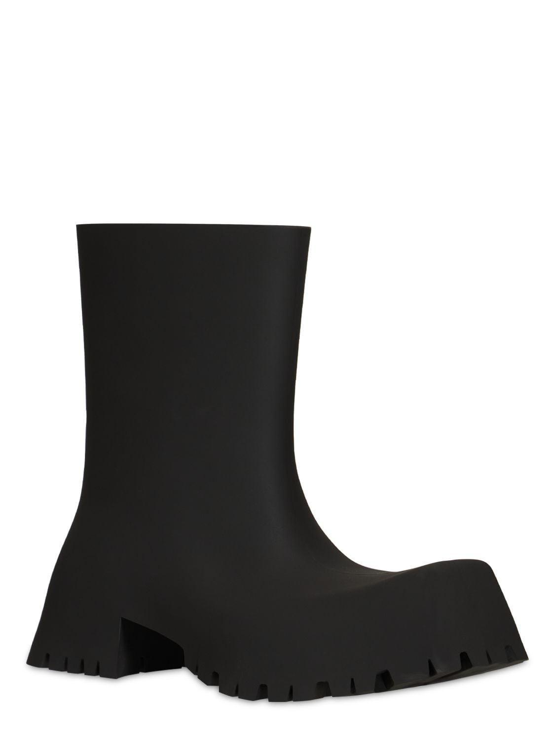 BALENCIAGA Trooper Square-toe Rubber Ankle Boots In Black Product Image