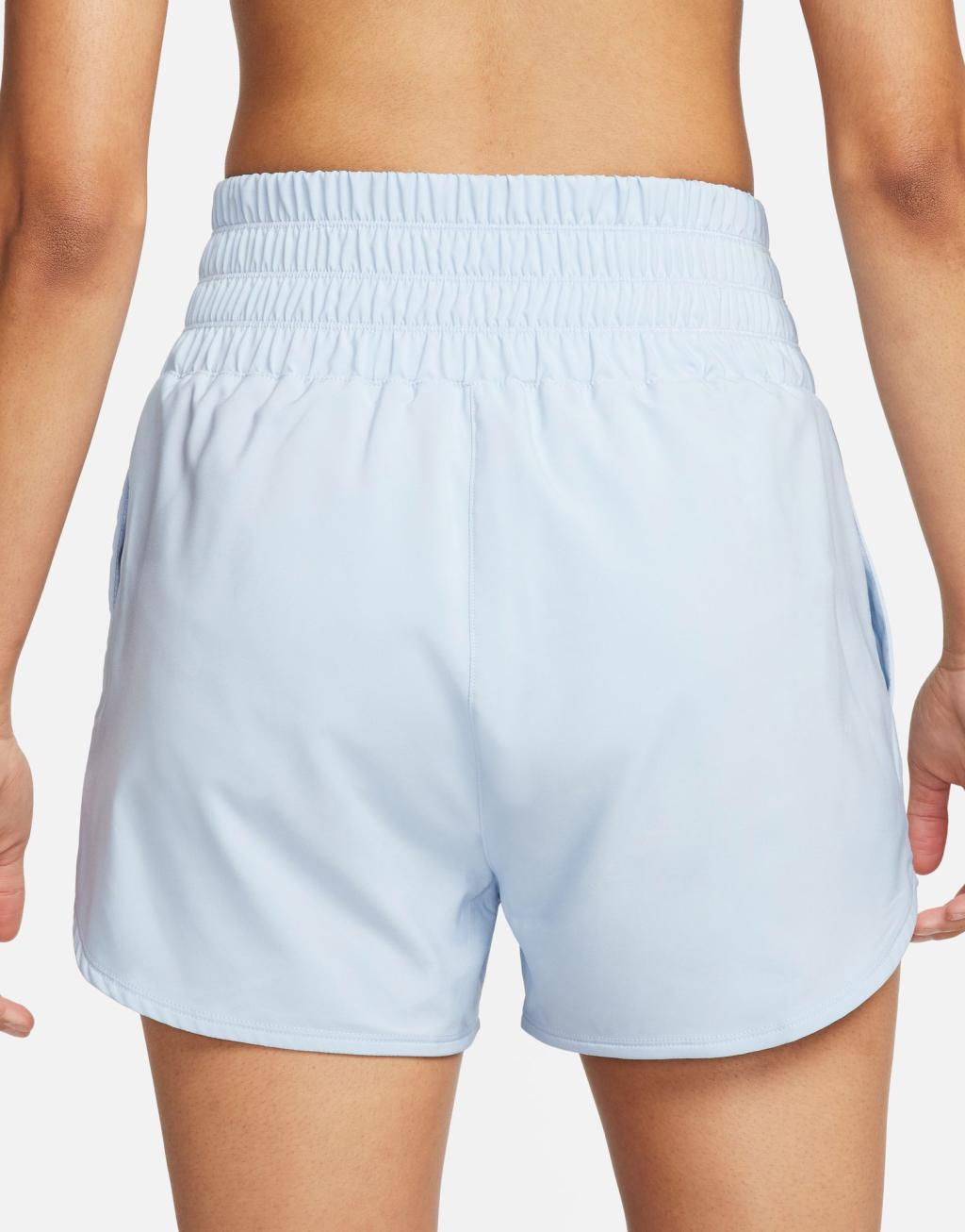 Nike One Training Dri-Fit ultra high rise 3 inch shorts in light blue Product Image