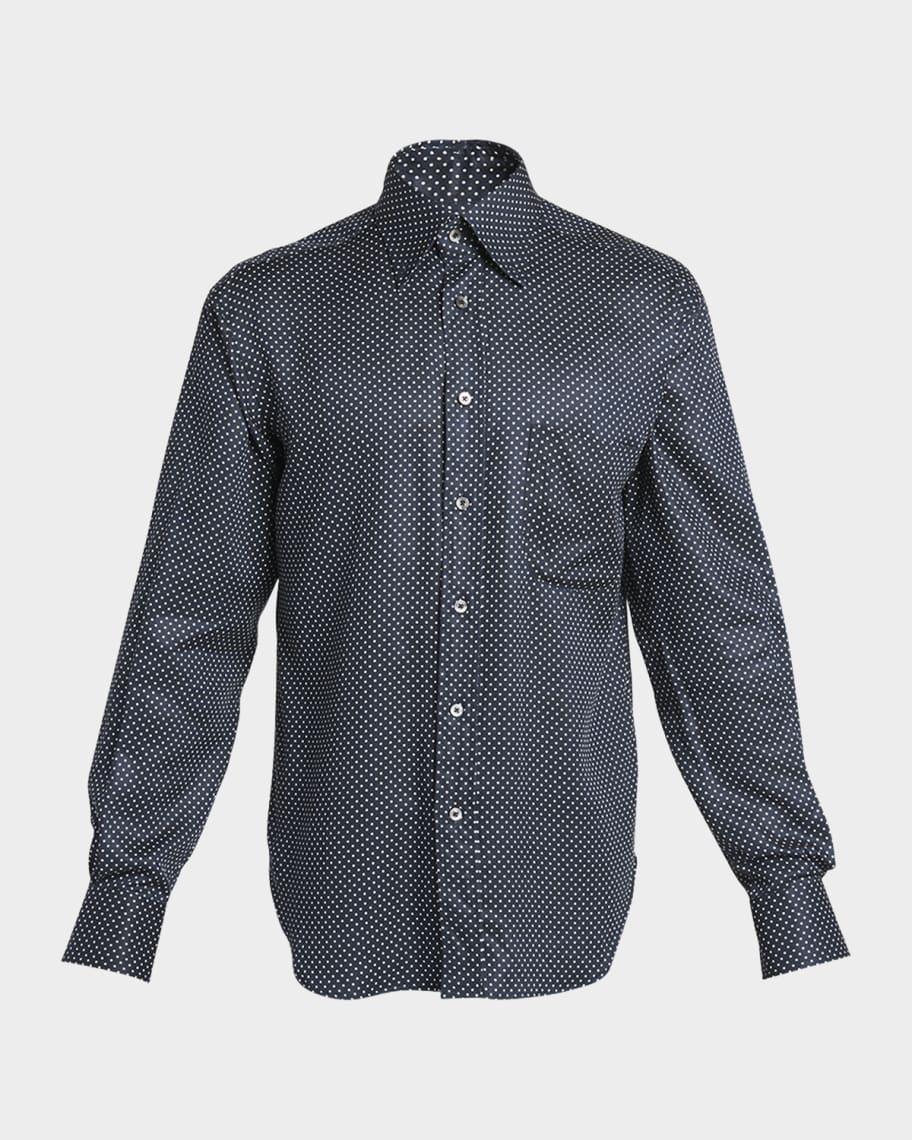 Men's Slim Fit Polka Dot Sport Shirt Product Image