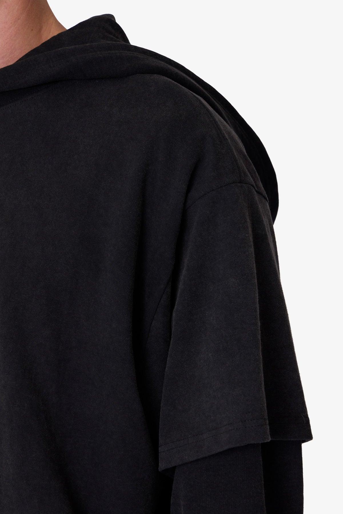 Over Tee Layer Hoodie - Washed Black Product Image