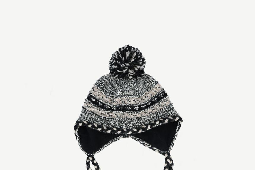 Pom Pom Two Tone Trapper Hat Product Image