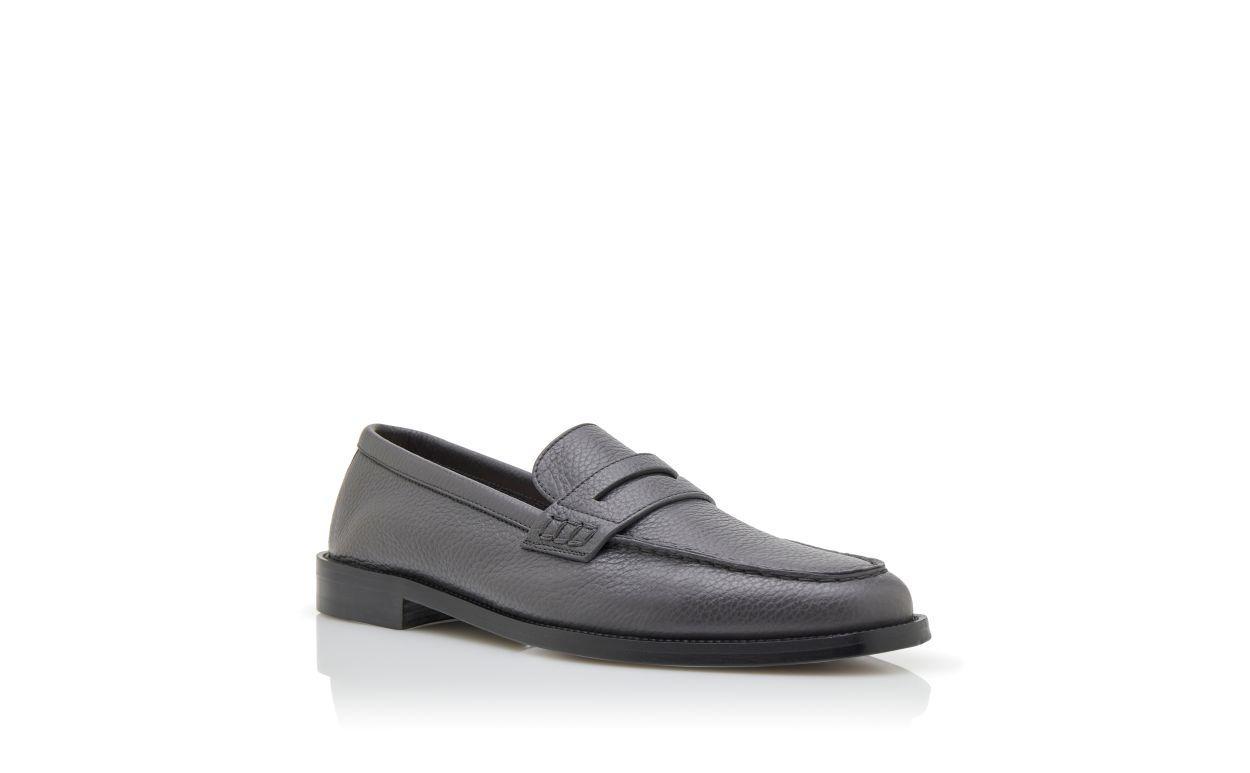 PERRY Dark Grey Calf Leather Penny Loafers Product Image