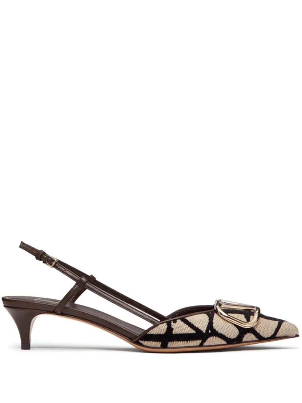 Logo Plaque Slingback Pumps In Neutrals Product Image