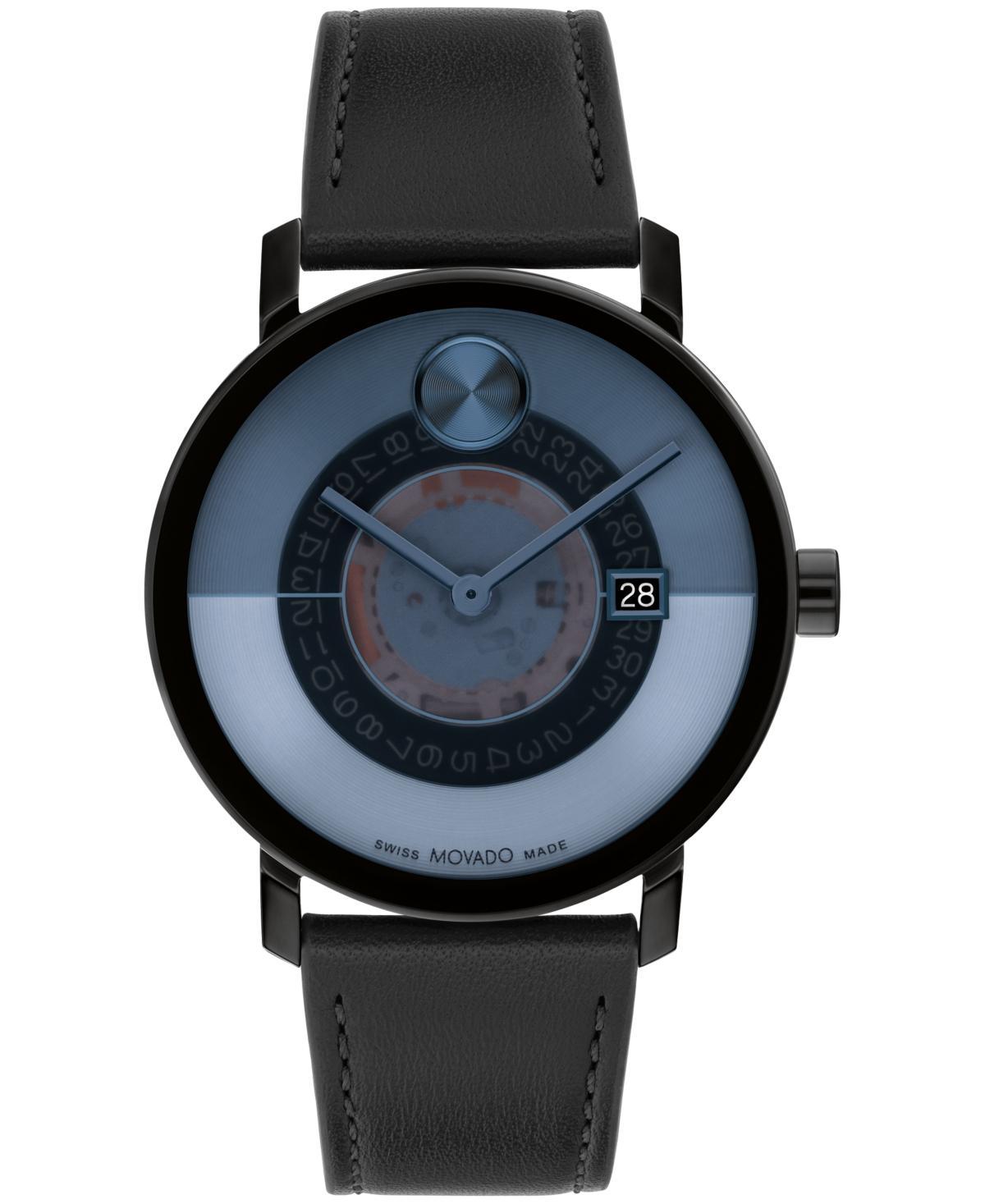 Movado Mens Bold Evolution 2.0 Swiss Quartz Black Nappa Leather Watch 40mm - Black Product Image