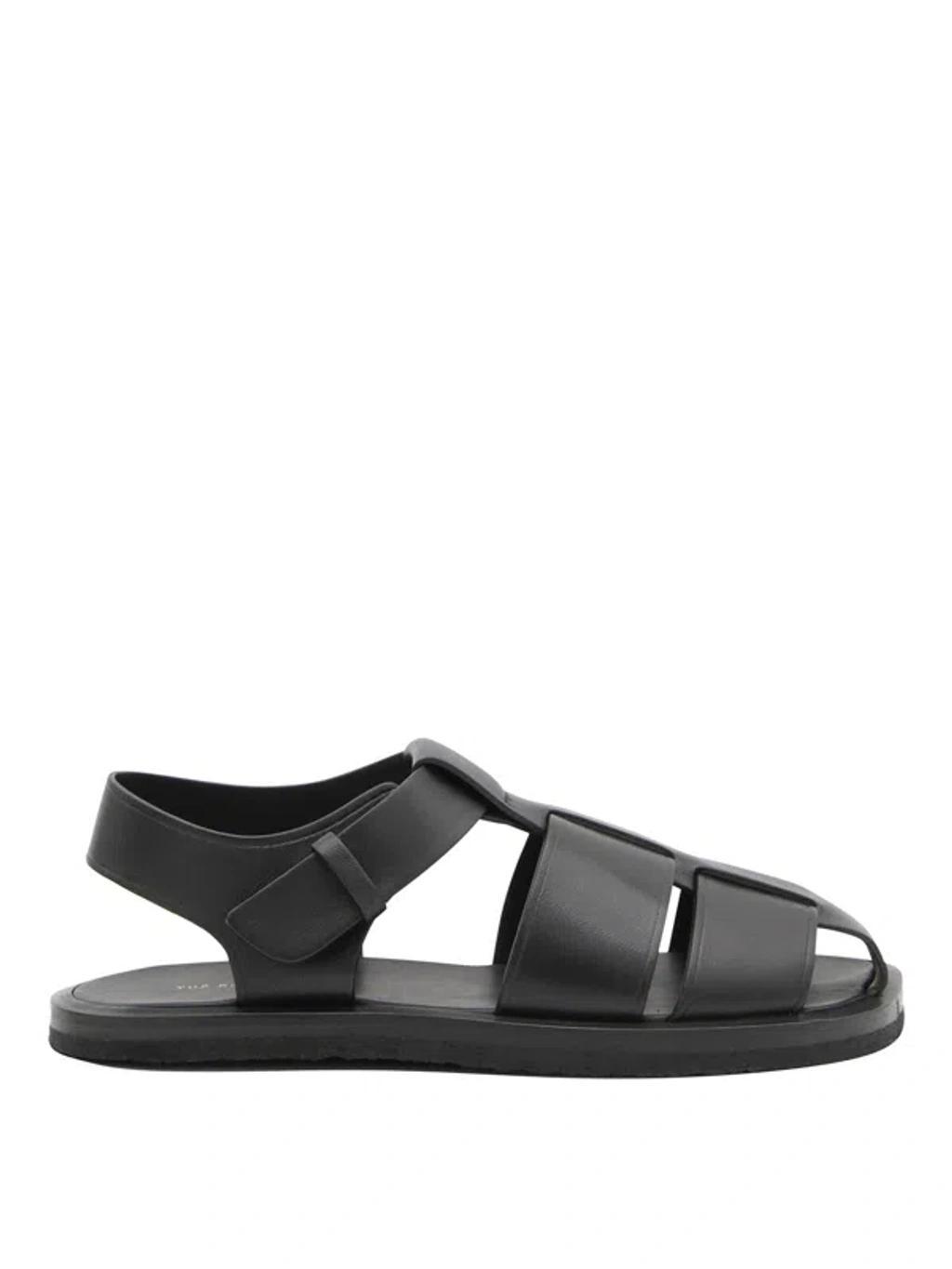 Black Leather Fisherman Sandals product image