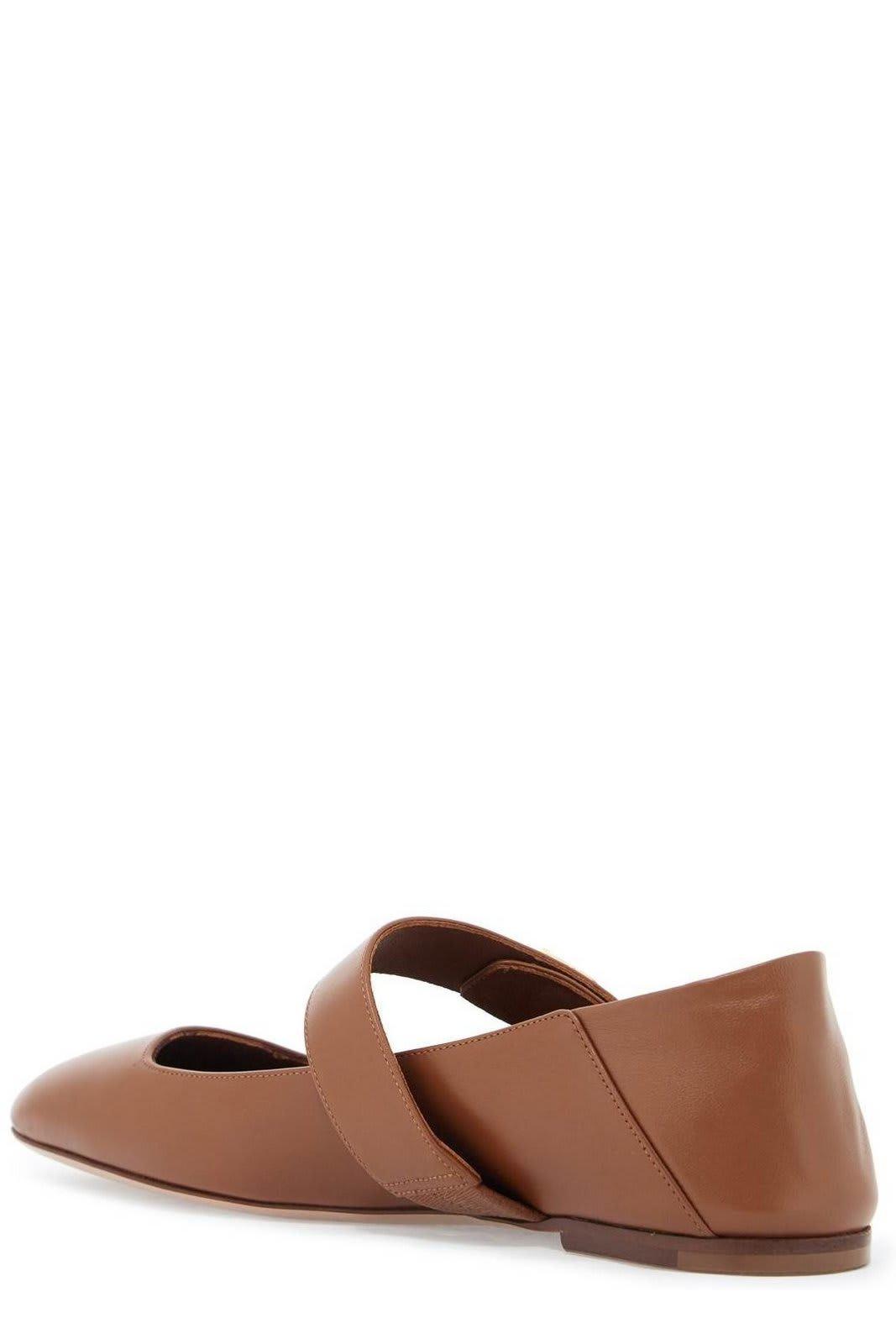 Vlogo Leather Mary Jane Ballerina Flats In Brown Product Image