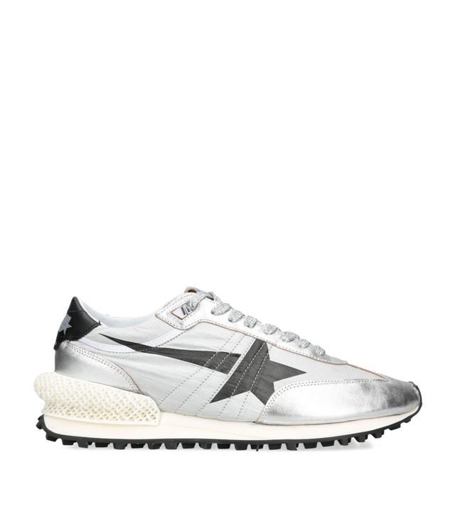 GOLDEN GOOSE Men's Marathon Nylon And Leather Low-top Sneakers In Silver Black Product Image