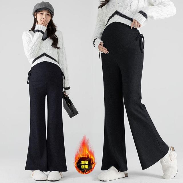 Maternity High Rise Plain Drawstring Flared Pants Product Image