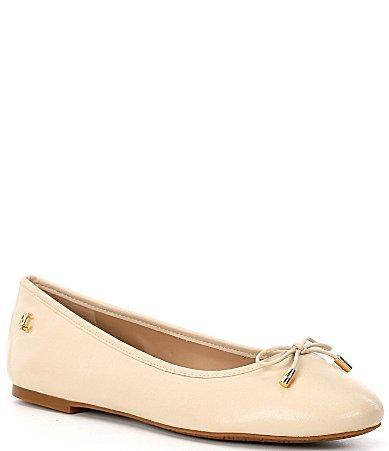 Lauren Ralph Lauren Jayna Bow Detail Leather Ballet Flats Product Image