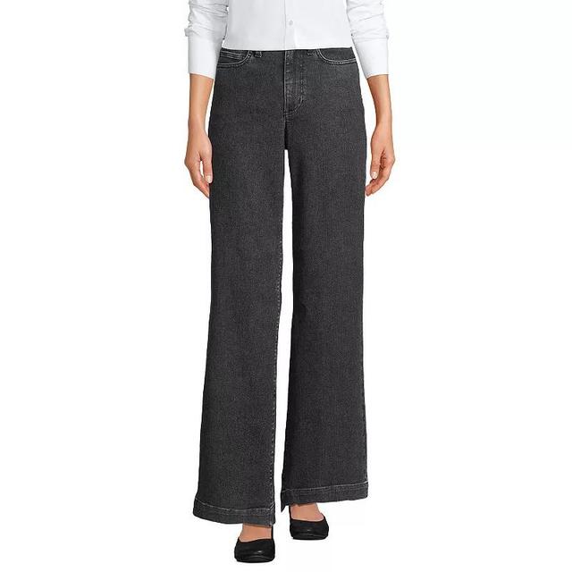 Womens Lands End Denim High Rise Wide Leg Jeans Product Image