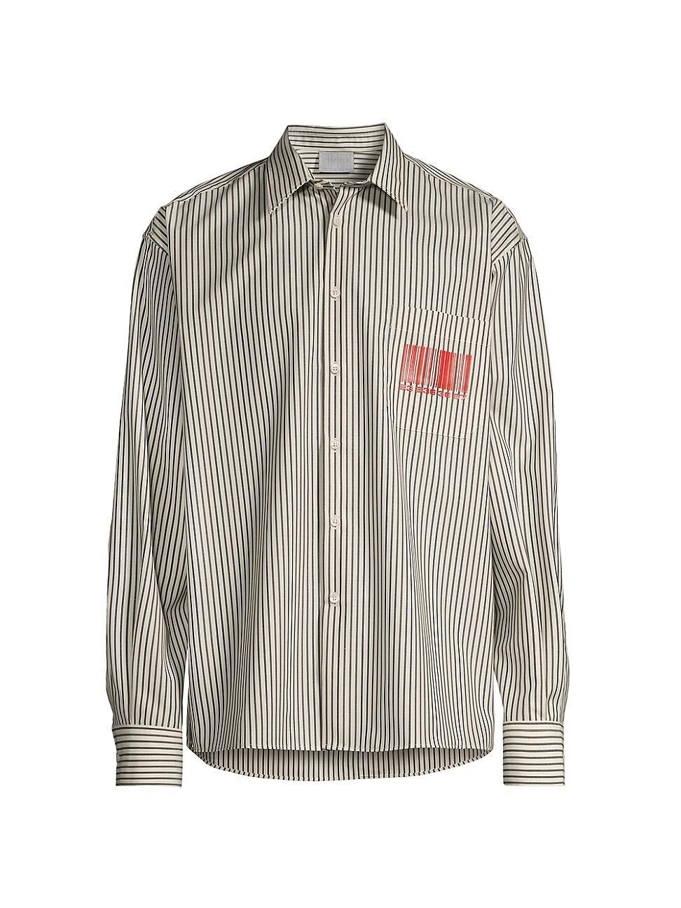 Mens Barcode Striped Button-Front Shirt Product Image