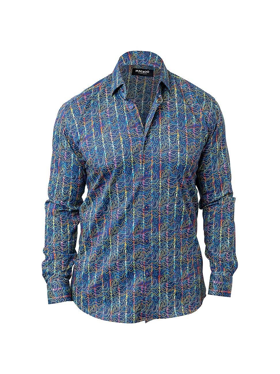 Maceoo Fibonacci Squiggles Cotton Button-Up Shirt Product Image