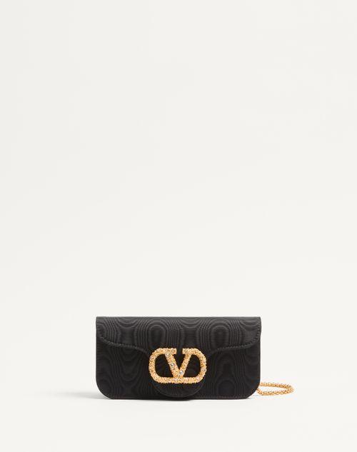 VALENTINO GARAVANI LOCÒ MOIRÉ FABRIC CLUTCH WITH JEWEL LOGO Product Image