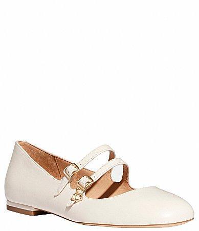 COACH Whitley Leather Double Strap Mary Jane Flats Product Image