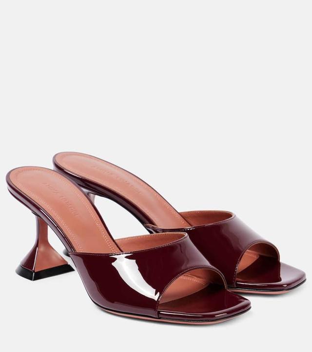 AMINA MUADDI Lupita 70 Patent Leather Mules In Burgundy Product Image