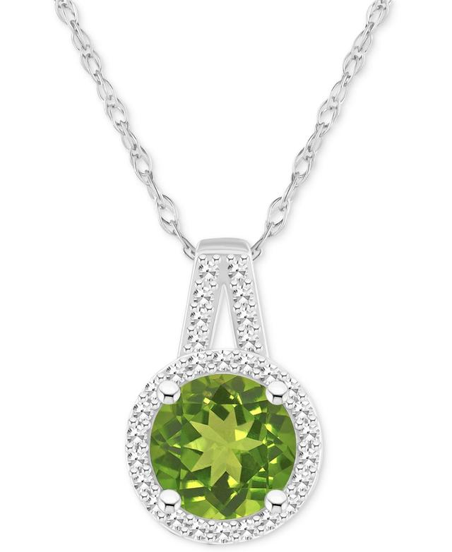 Amethyst (1-1/4 ct. t.w.) & Diamond (1/6 ct. t.w.) Halo 18 Pendant Necklace in Sterling Silver (Also in Citrine Peridot, & Blue Topaz) - Gar Product Image