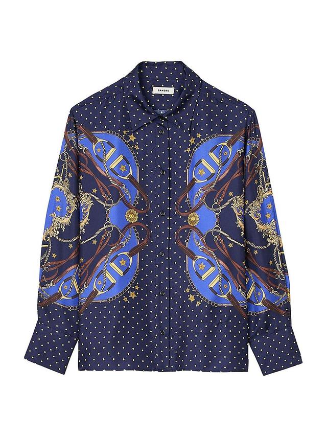 Womens Patterned Silk Shirt Product Image