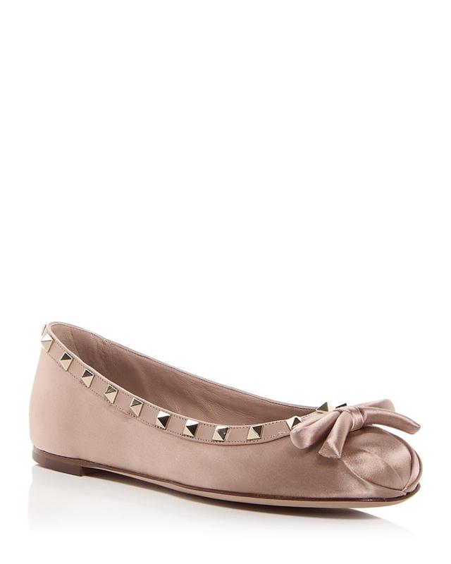 Womens Rockstud Satin Ballerinas With Tone-On-Tone Studs Product Image