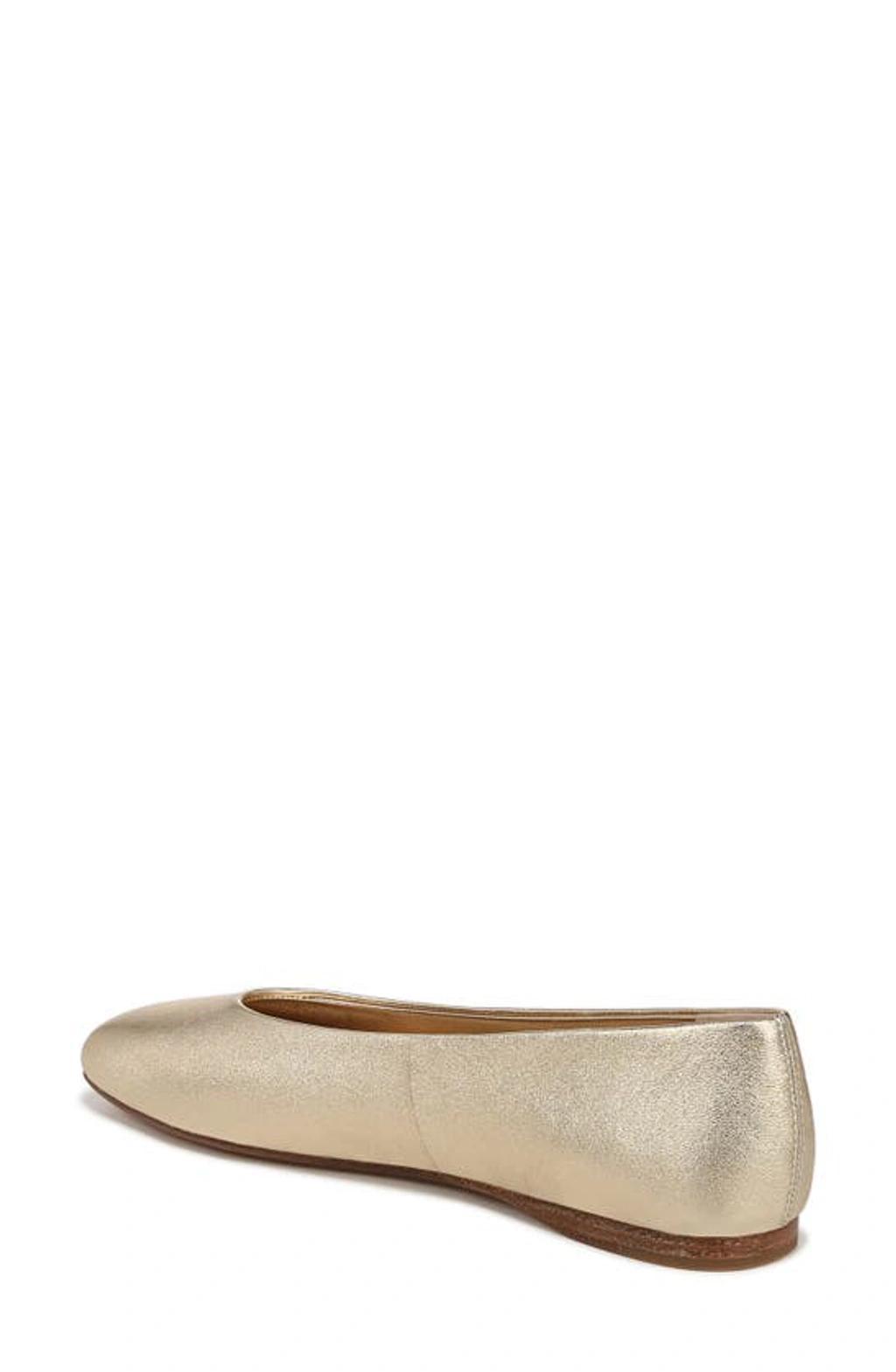 Leah Metallic Square-toe Ballerina Flats In Champagne Product Image