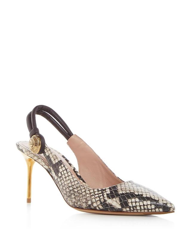 Balmain Womens Alma Snake Embossed Slingback Pumps Product Image