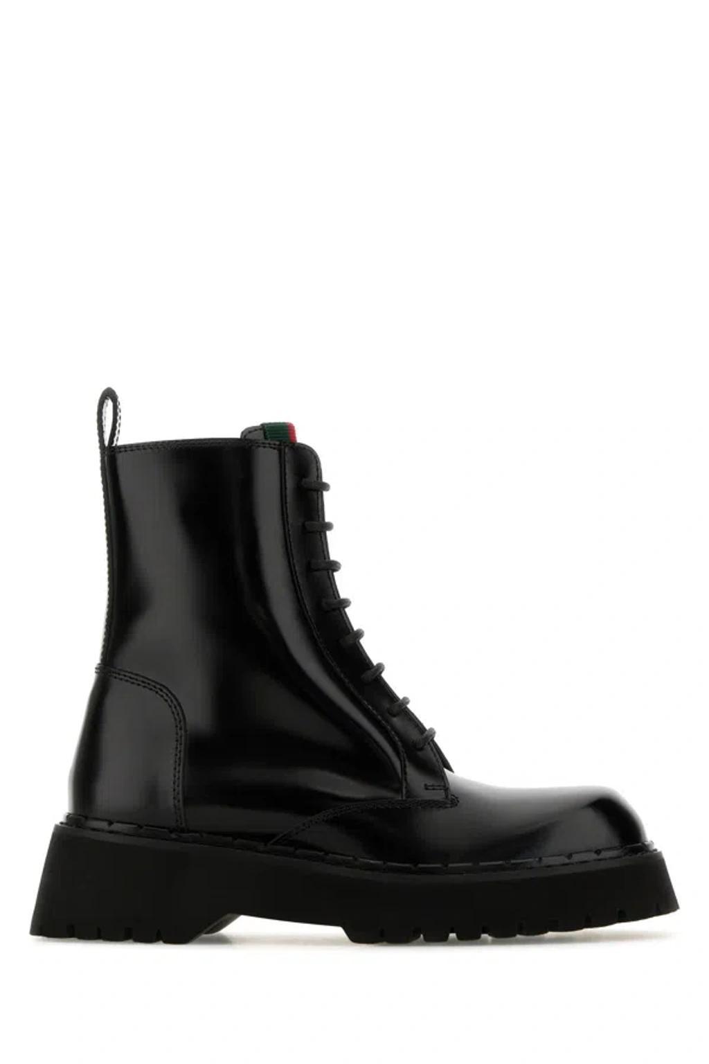 Black Leather Ankle Boots In Blackvrv Product Image