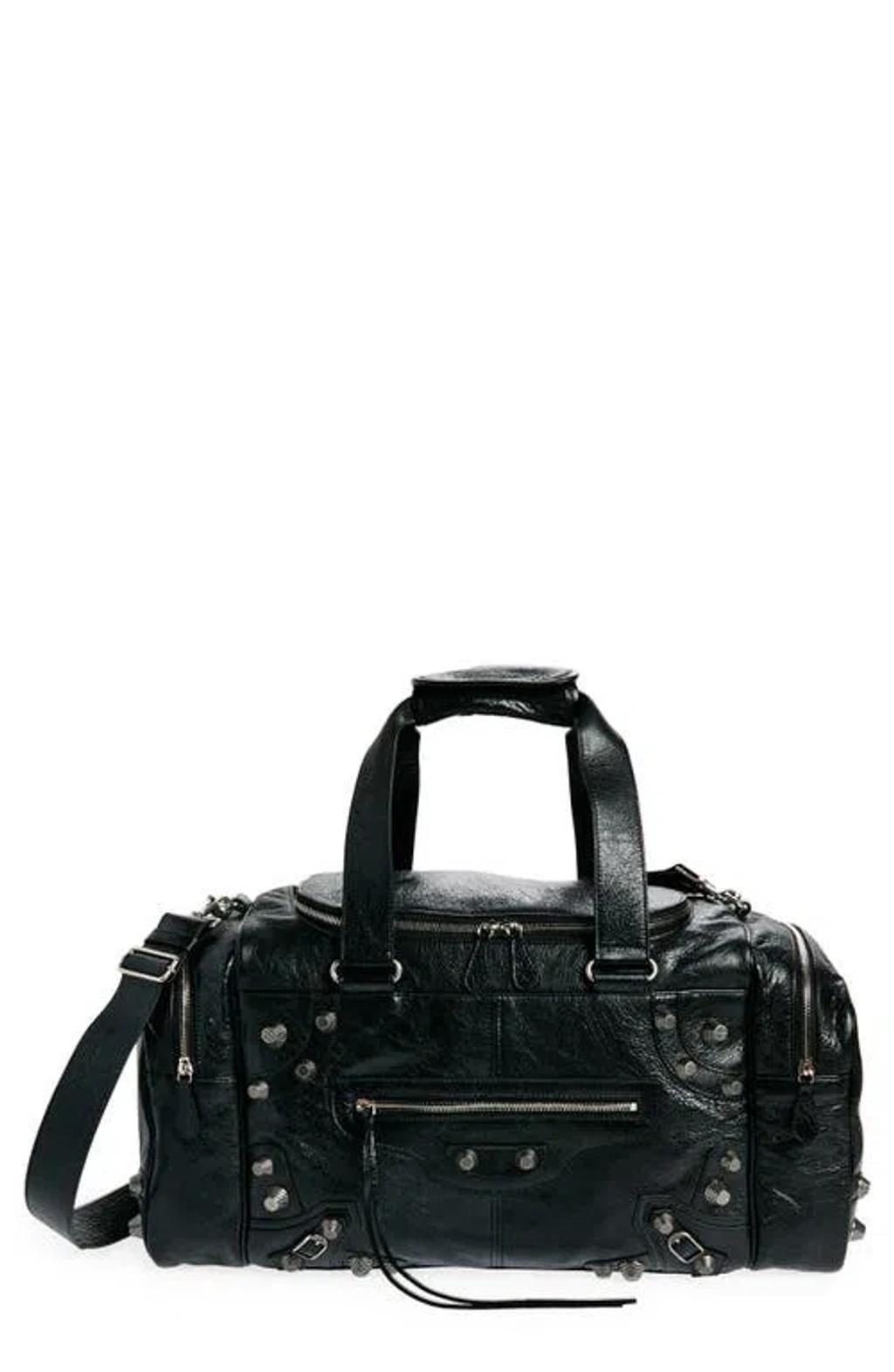 Le Cagole Leather Duffle Bag In Noir Product Image