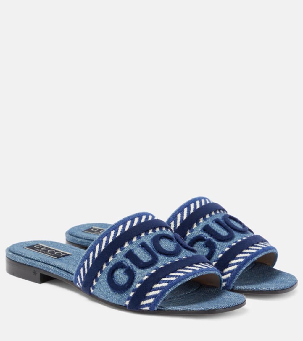 Jane Denim Slides In Light Blue Product Image