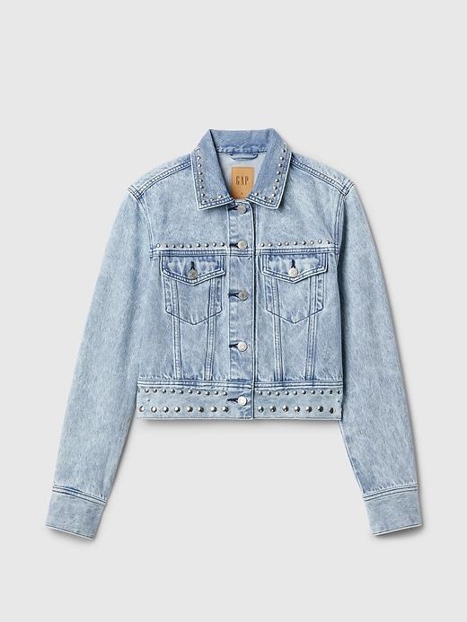 Cropped Studded Icon Denim Jacket Product Image