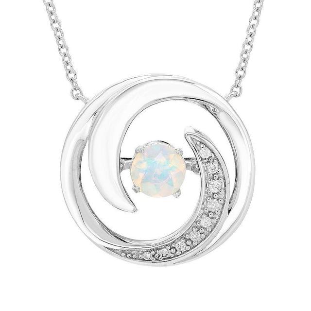 Boston Bay Diamonds Brilliance in Motion Sterling Silver White Opal & Diamond Accent Swirl Necklace, Womens Product Image