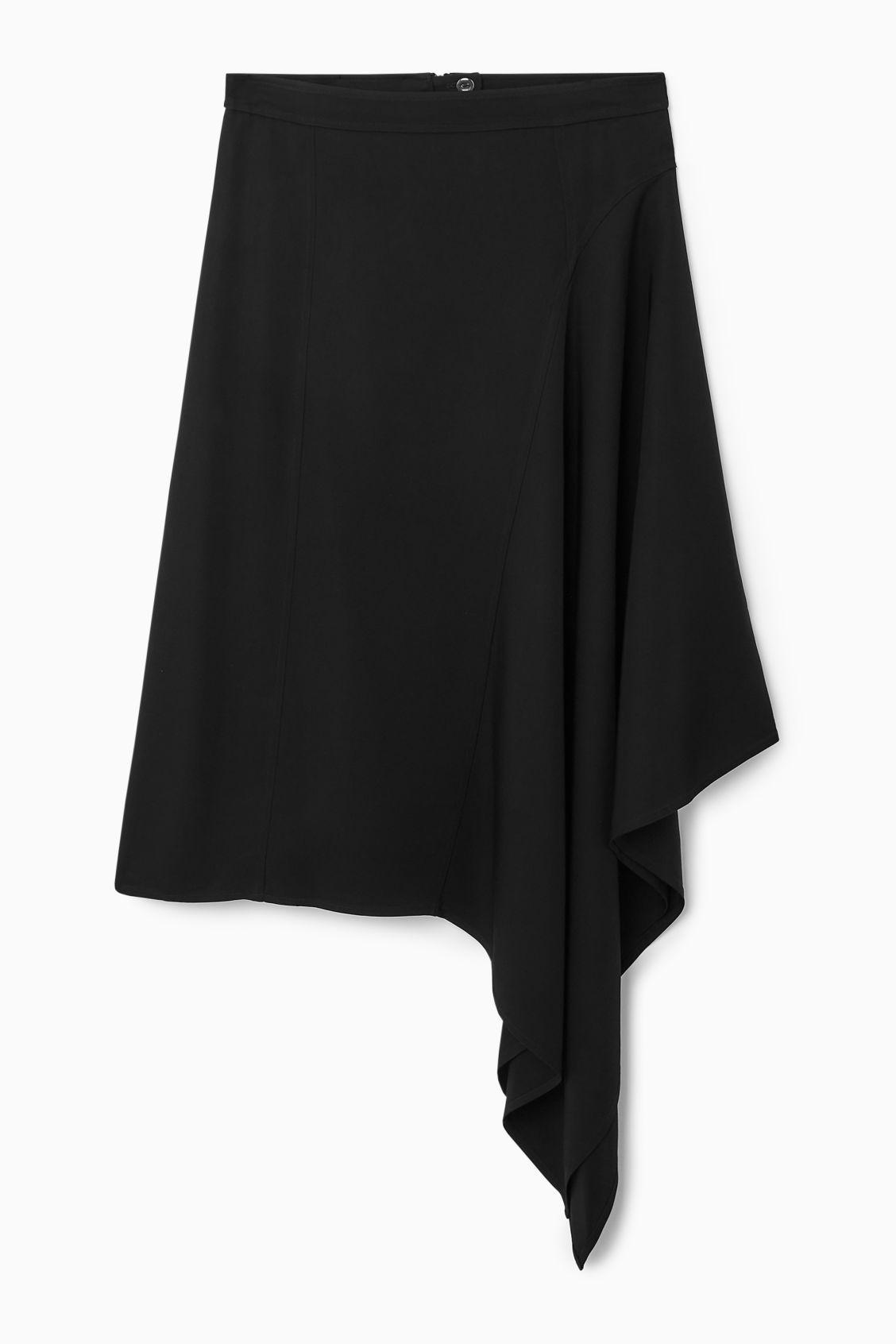 DRAPED ASYMMETRIC MIDI SKIRT Product Image