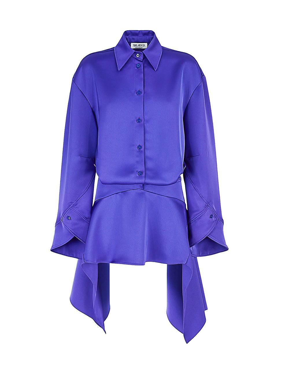 Womens Satin Draped Shirtdress Product Image