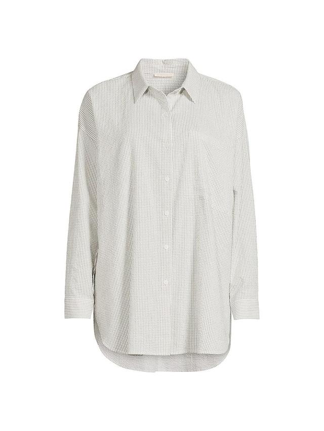 Womens Check Cotton Button-Front Shirt Product Image