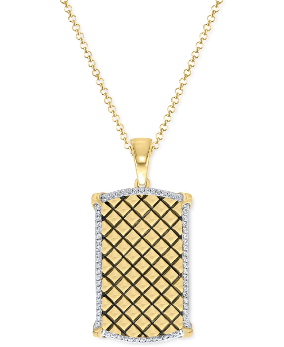 Mens Diamond Border Square Pattern Dog Tag 22 Pendant Necklace (1/2 ct. t.w.) Product Image