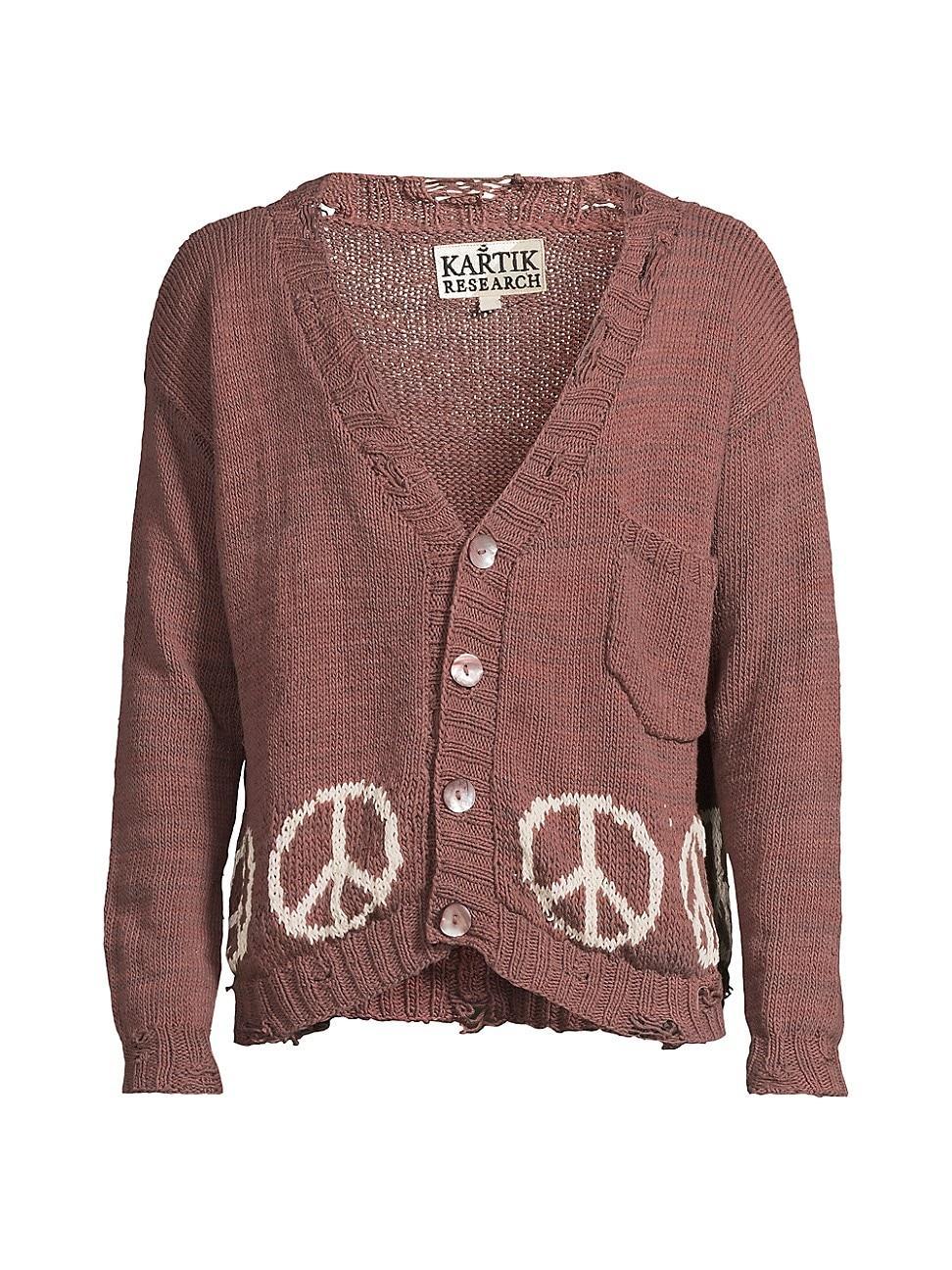 Mens Peace Intarsia Cotton Cardigan Product Image