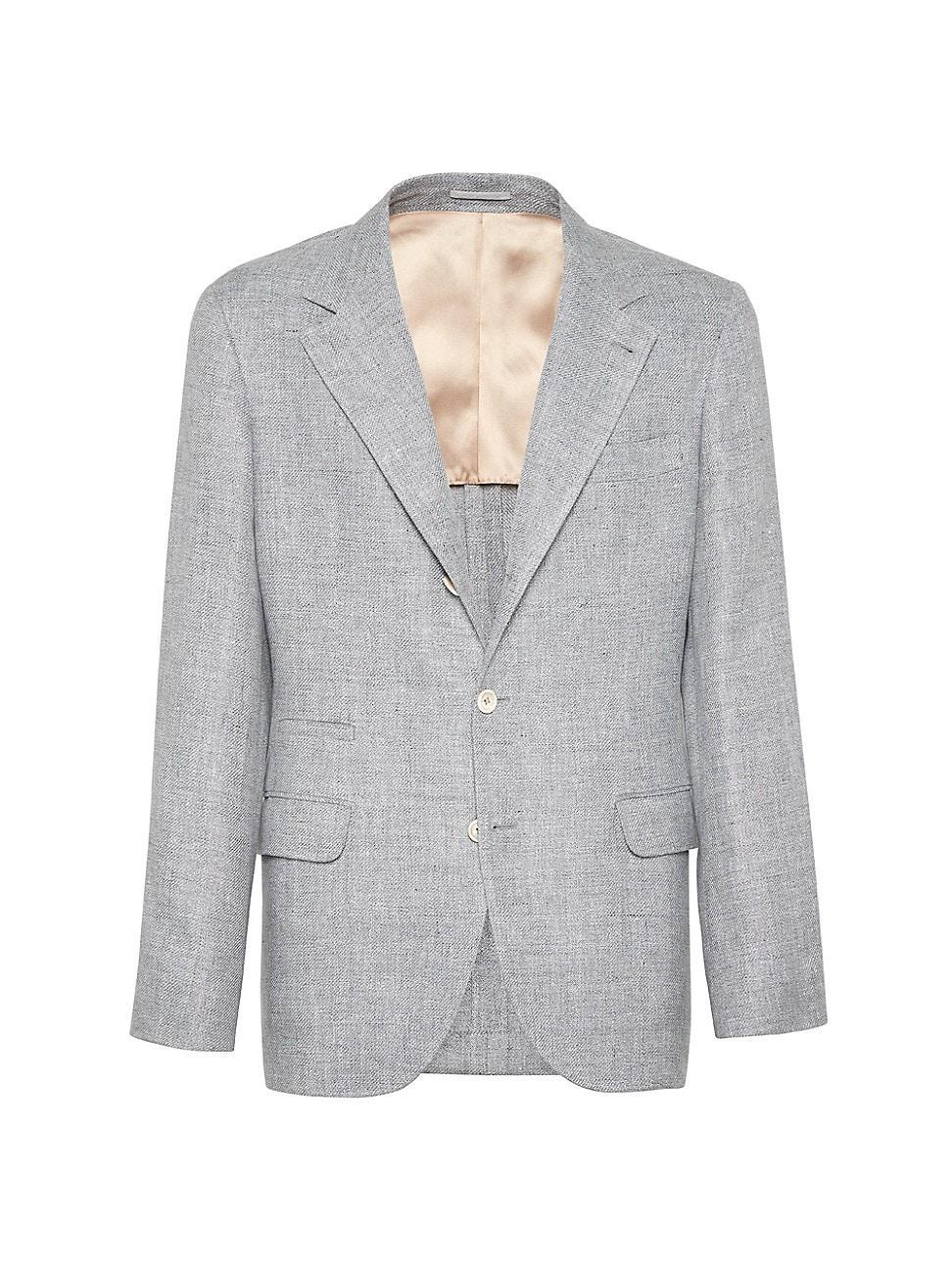 Mens Linen Wool And Silk Diagonal Deconstructed Blazer Product Image