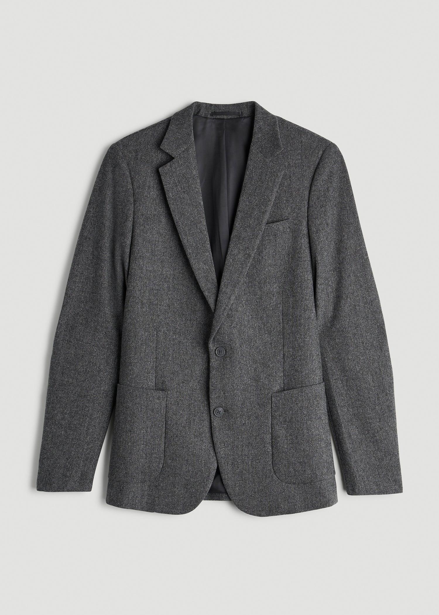 Wool Blend Blazer for Tall Men in Anthracite Tweed Product Image