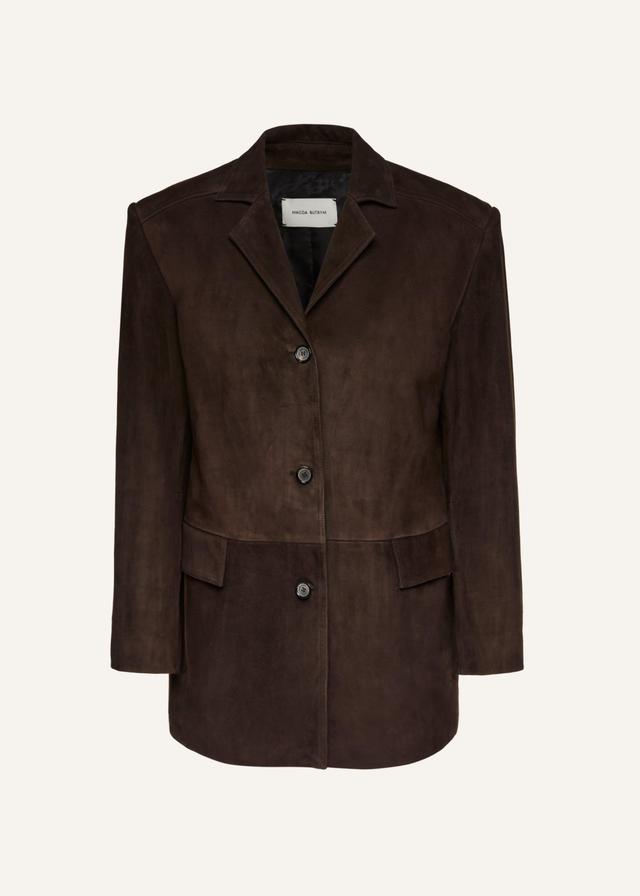 Suede car jacket in brown Product Image