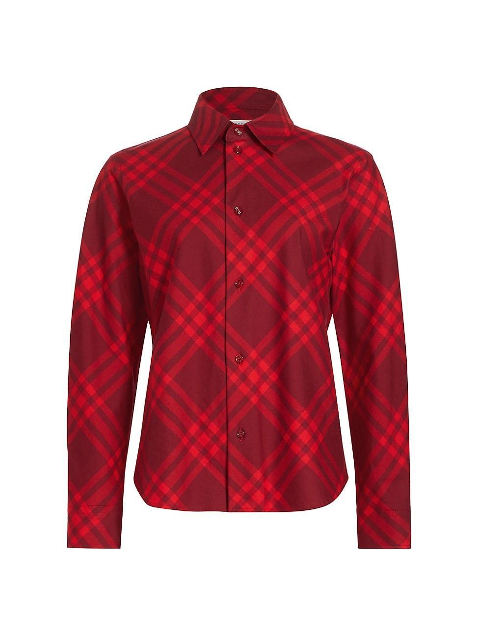 Womens Check Regular-Fit Flannel Shirt Product Image