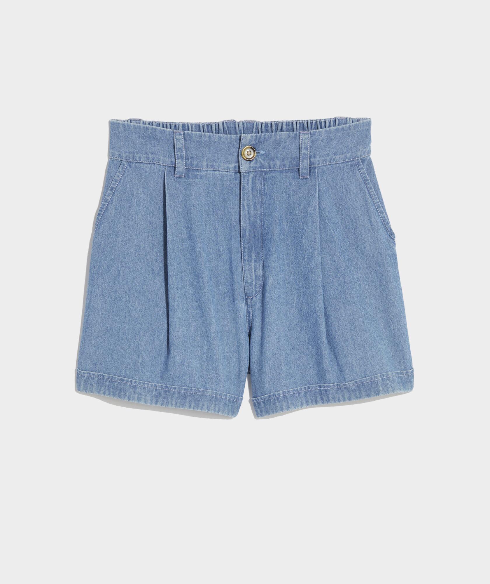 Chambray Pleated Shorts Product Image