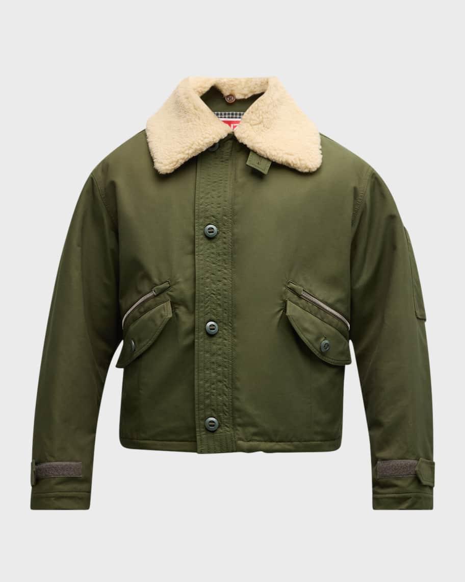 Men's Flight Jacket with Removable Fleece Collar Product Image