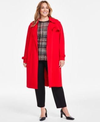 Plus Size Classic Belted Trench Coat Product Image