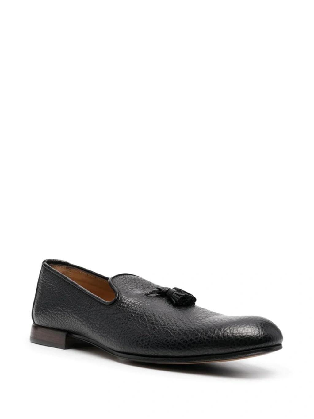 TOM FORD Textured Leather Loafers W/ Tassels In Black Product Image