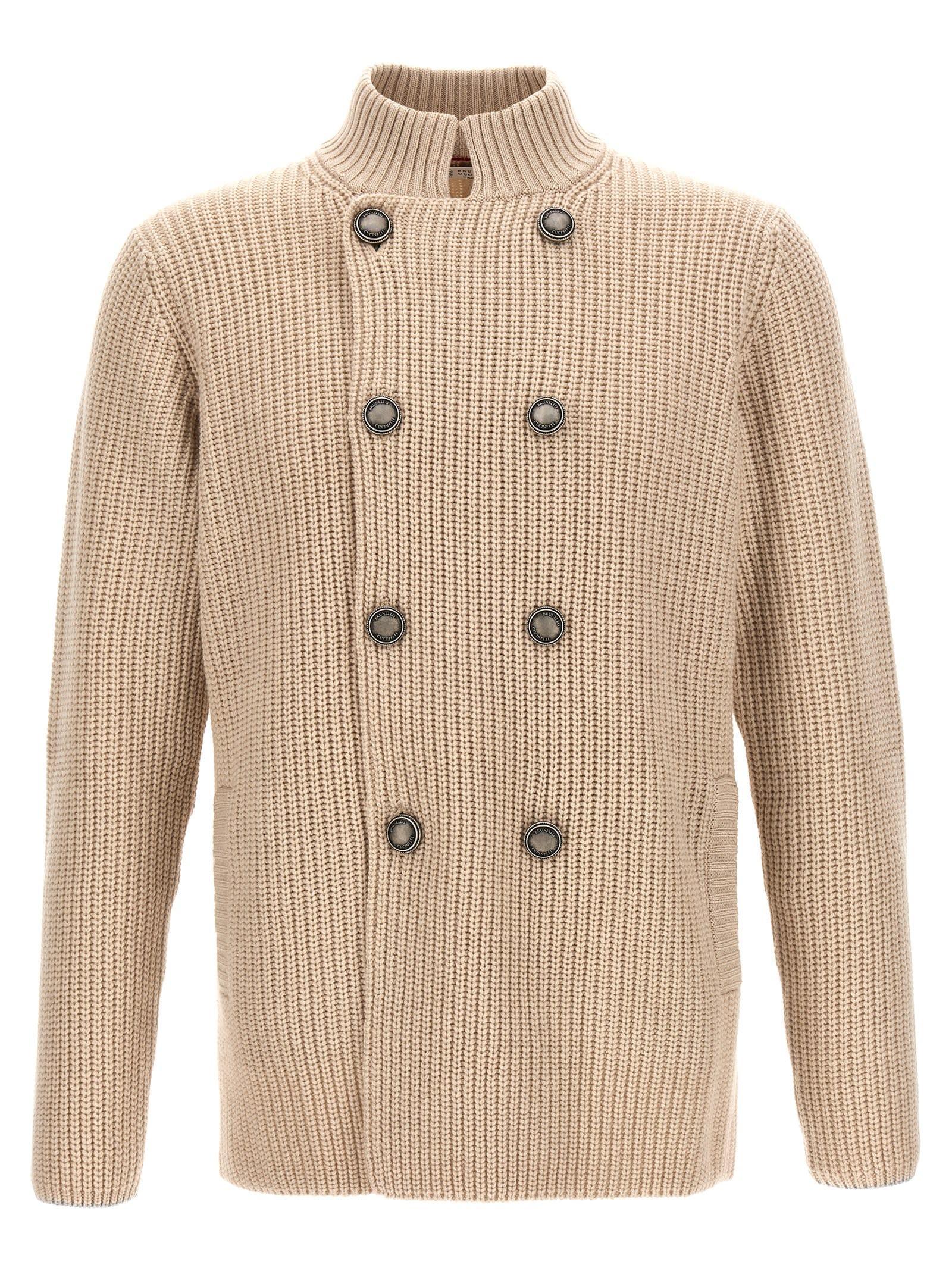 BRUNELLO CUCINELLI Double-breasted Cardigan In Cream Product Image