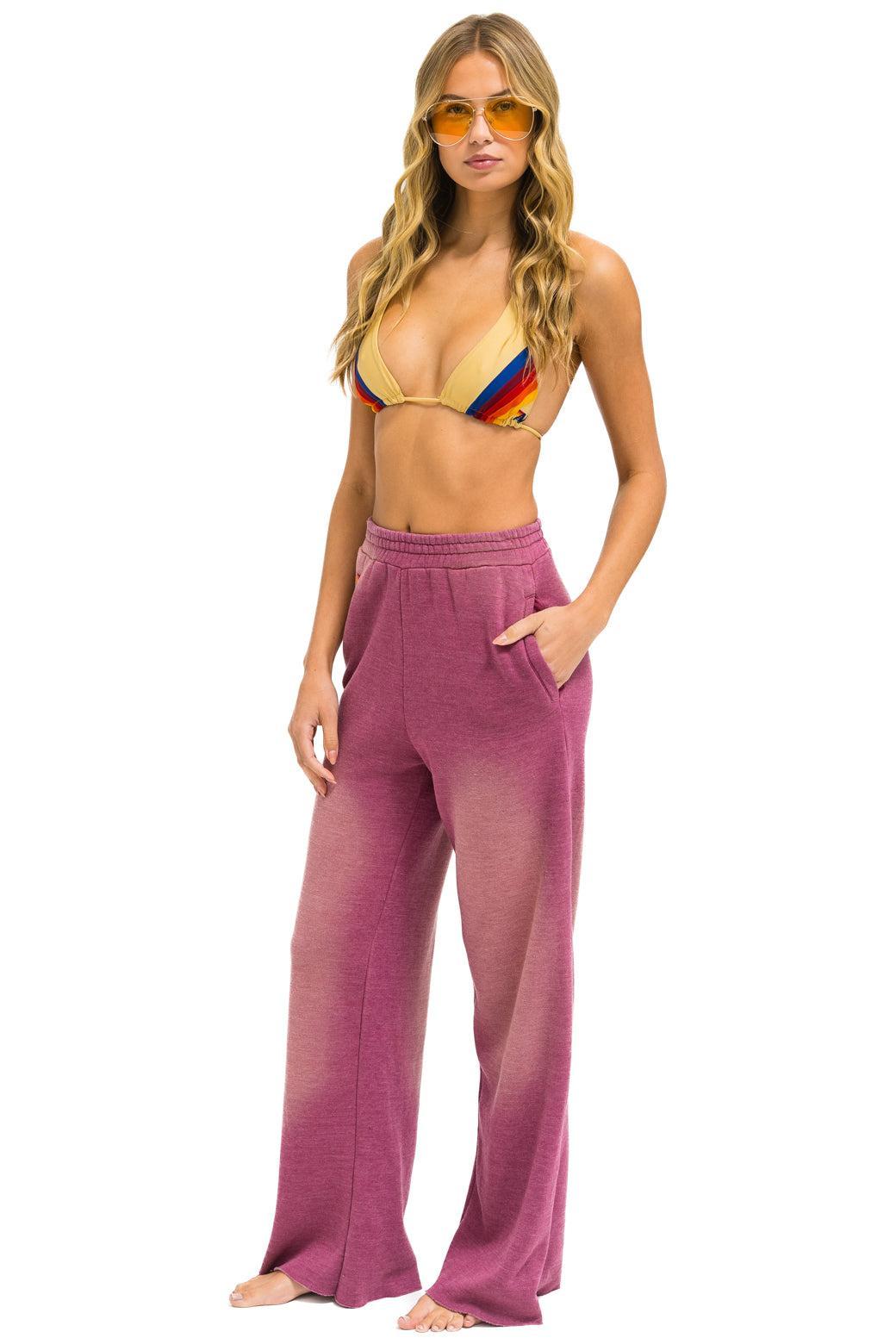 ESSENTIAL WIDE LEG POCKET SWEATPANTS - FADED BERRY Female Product Image