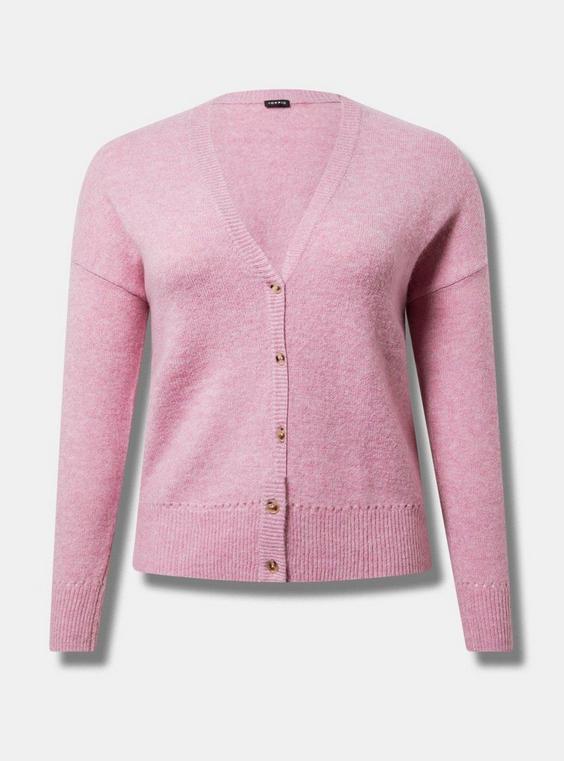 Vegan Cashmere Cardigan V-Neck Drop Shoulder Sweater Product Image