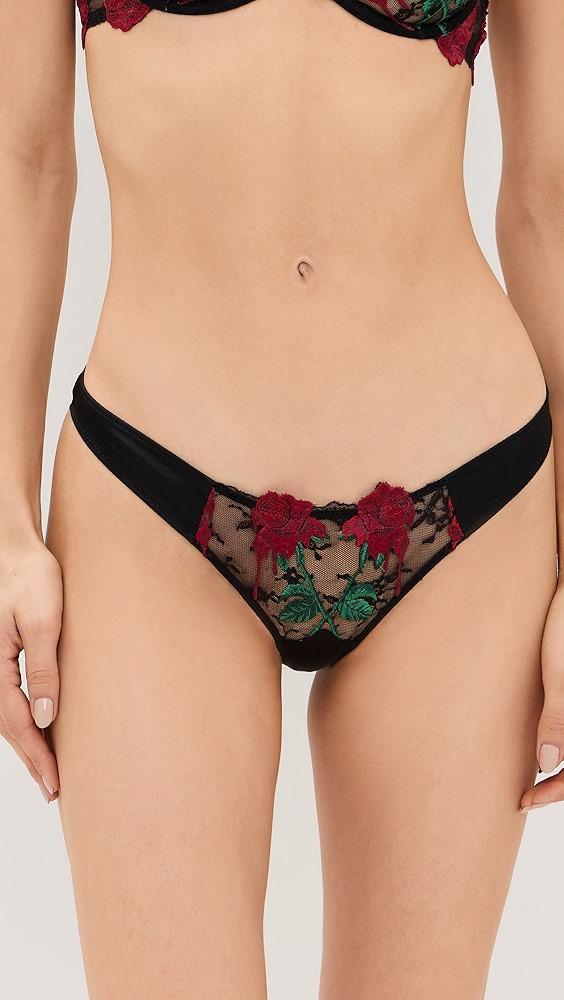 Fleur du Mal Bleeding Rose Embroidery Thong | Shopbop Product Image