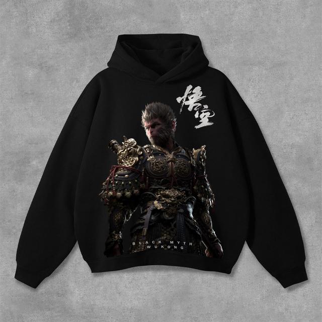 Black Myth Wukong Graphic Print Pocketless Hoodie Product Image