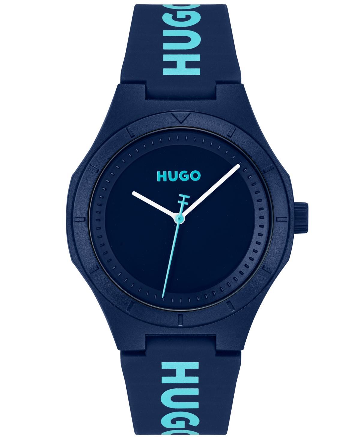 Hugo Boss Mens Lit for Him Quartz Blue Silicone Watch 42mm - Blue Silicone Product Image